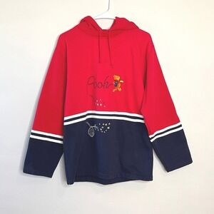 Winnie the Pooh Vintage Disney Hoodie Sweatshirt Embroidered Bees Honeycomb MED